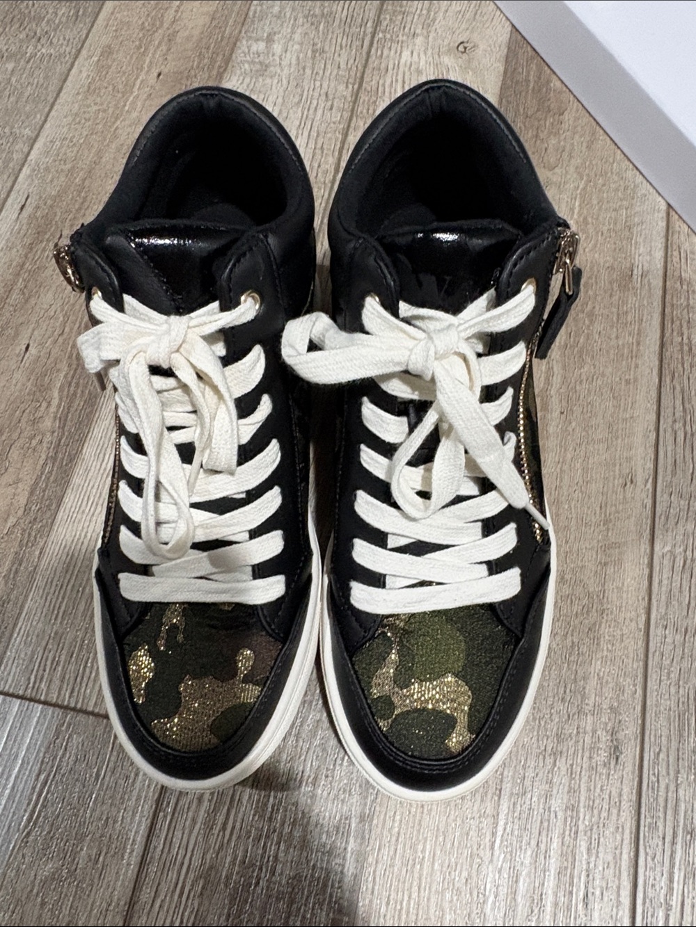 Nine West Black High-Top Sneakers with Camouflage Accent